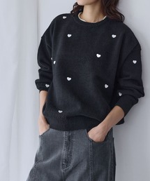 ELFRANK | 《新色追加》ハート刺繍 ニット プルオーバー 冬《着用動画あり》(ニット/セーター)