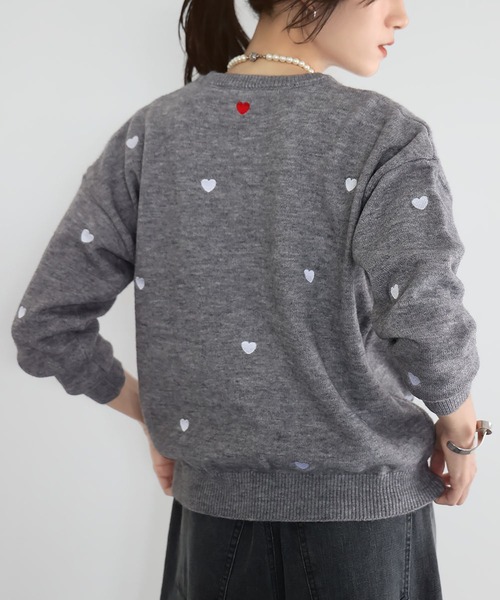 【セール】【VERY 1月号掲載】ハート柄刺繍ニットプルオーバー（ニット/セーター）｜ELFRANK（エルフランク）