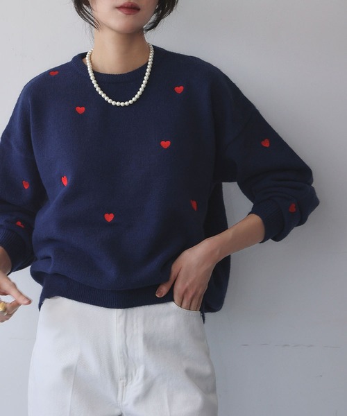 GANNI 犬とハート刺繍ニット GANNI 犬とハートの長袖ニットセーター - メルカリ