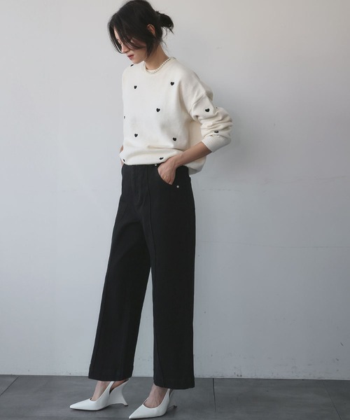 ELFRANK（エルフランク）の「《新色追加》ハート刺繍 ニット プルオーバー 冬《着用動画あり》（ニット/セーター・レディース・ブラック/グレー/オフホワイト/レッド/ネイビー・FREE/M/L）」の17枚目の写真