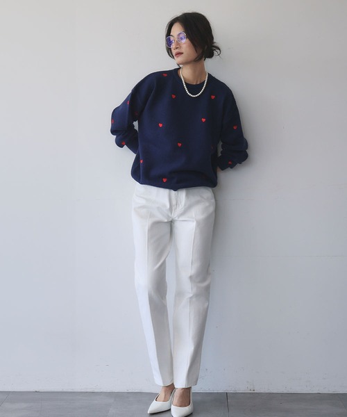 セール】《新色追加》ハート刺繍 ニット プルオーバー（ニット