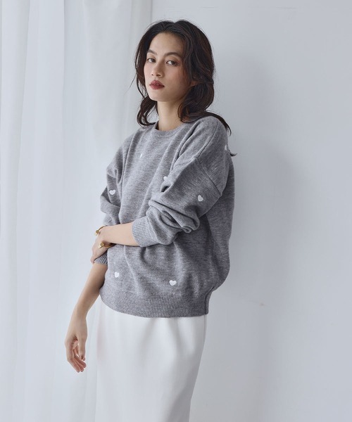 セール】《新色追加》ハート刺繍 ニット プルオーバー（ニット