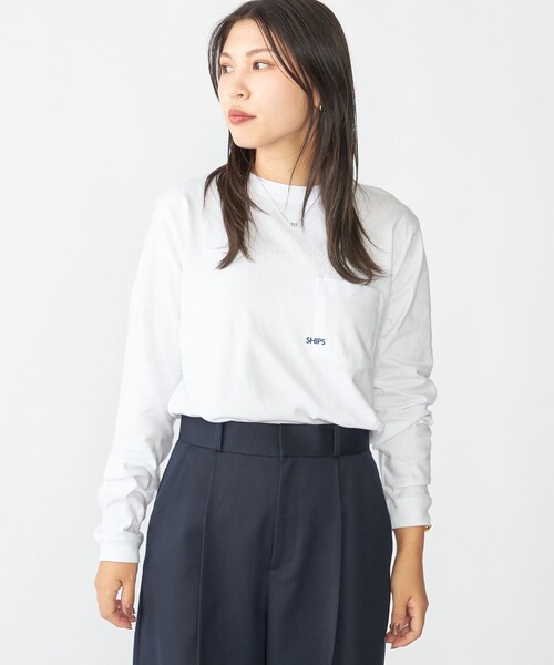 SHIPS(シップス)の「【WEB限定】SHIPS: マイクロ SHIPSロゴ ポケット ロングスリーブ Tシャツ (ロンT)(Tシャツ/カットソー・メンズ・コバルトブルー/ブラック/ダークグレー/ホワイト/ライトホワイト・X-LARGE/LARGE/MEDIUM/SMALL)」の17枚目の写真