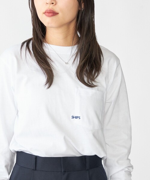 SHIPS(シップス)の「【WEB限定】SHIPS: マイクロ SHIPSロゴ ポケット ロングスリーブ Tシャツ (ロンT)(Tシャツ/カットソー・メンズ・コバルトブルー/ブラック/ダークグレー/ホワイト/ライトホワイト・X-LARGE/LARGE/MEDIUM/SMALL)」の21枚目の写真