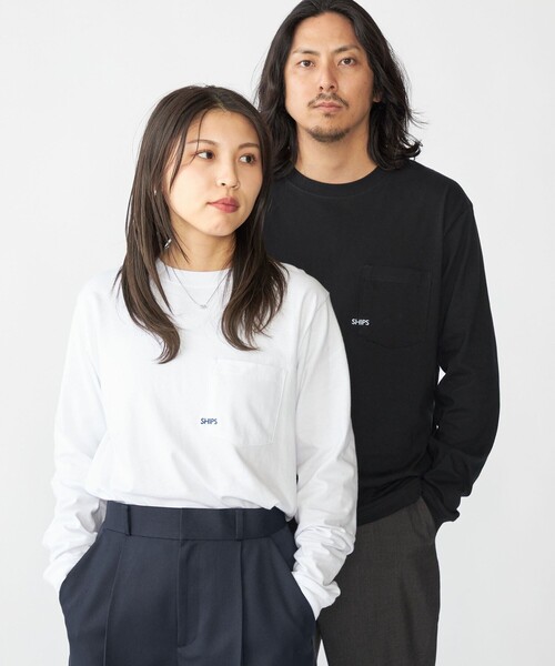SHIPS(シップス)の「【WEB限定】SHIPS: マイクロ SHIPSロゴ ポケット ロングスリーブ Tシャツ (ロンT)(Tシャツ/カットソー・メンズ・コバルトブルー/ブラック/ダークグレー/ホワイト/ライトホワイト・X-LARGE/LARGE/MEDIUM/SMALL)」の22枚目の写真