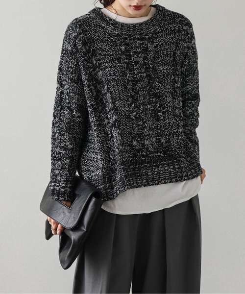 AMELY(エミリー)の「メランジニットプルオーバー(ニット/セーター・レディース・イエロー/ブラック/ブルー/ベージュ・フリー)」の2枚目の写真