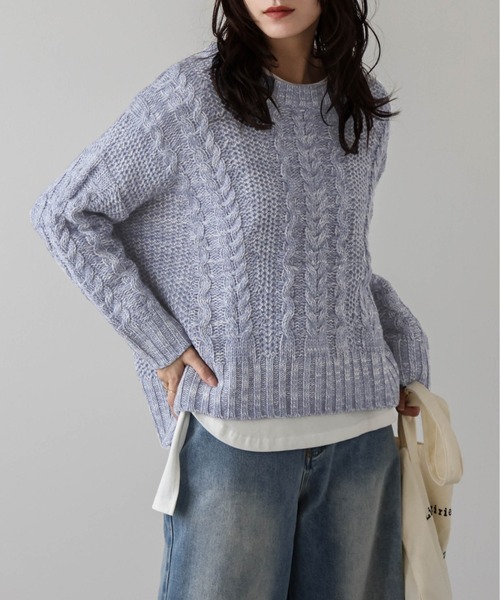 AMELY(エミリー)の「メランジニットプルオーバー(ニット/セーター・レディース・イエロー/ブラック/ブルー/ベージュ・フリー)」の19枚目の写真