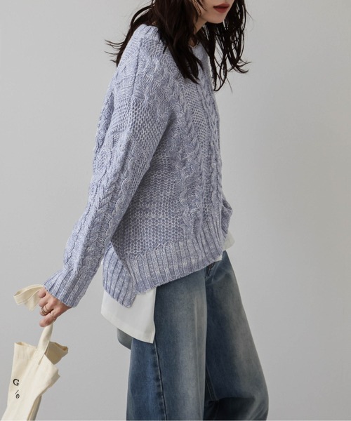 AMELY(エミリー)の「メランジニットプルオーバー(ニット/セーター・レディース・イエロー/ブラック/ブルー/ベージュ・フリー)」の22枚目の写真