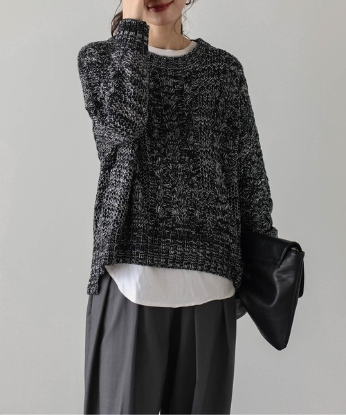 AMELY(エミリー)の「メランジニットプルオーバー(ニット/セーター・レディース・イエロー/ブラック/ブルー/ベージュ・フリー)」の6枚目の写真