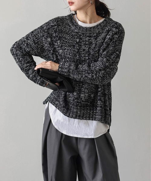 AMELY(エミリー)の「メランジニットプルオーバー(ニット/セーター・レディース・イエロー/ブラック/ブルー/ベージュ・フリー)」の7枚目の写真
