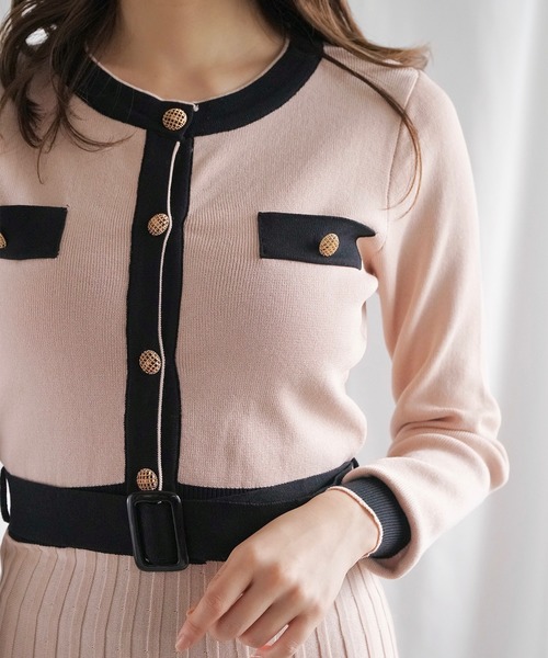 Jasmine】バイカラーロングニットワンピース（ワンピース）｜Jasmine