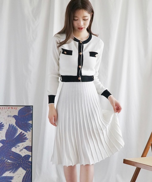 Jasmine】バイカラーロングニットワンピース（ワンピース）｜Jasmine