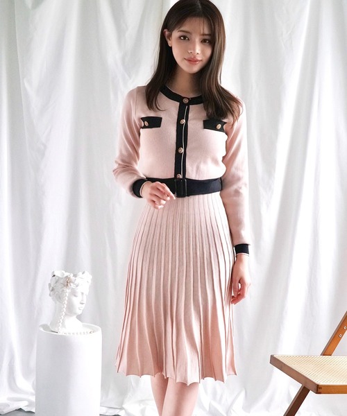 Jasmine】バイカラーロングニットワンピース（ワンピース）｜Jasmine