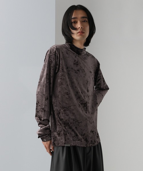 HARE(ハレ)の「ハトメデザインベロアカット(HARE)(Tシャツ/カットソー・メンズ・パープル/ブラック・FREE)」の1枚目の写真