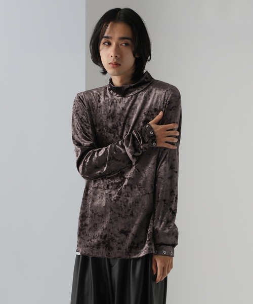 HARE(ハレ)の「ハトメデザインベロアカット(HARE)(Tシャツ/カットソー・メンズ・パープル/ブラック・FREE)」の8枚目の写真