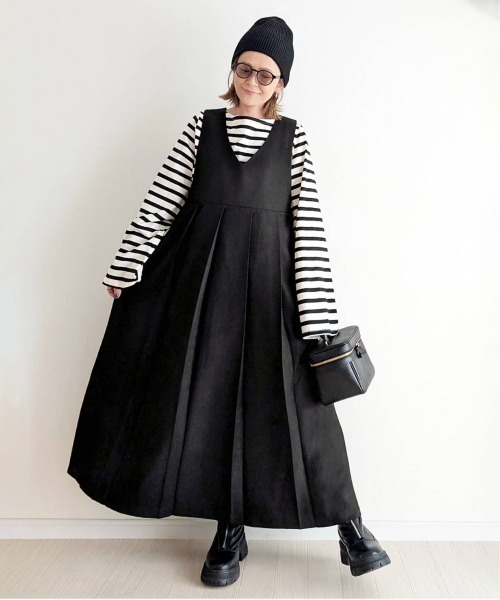 notch.（ノッチ）の「【 notch. by yui 】プリーツワンピース（ジャンパースカート・レディース・チェック/ブラウン/ブラック・M/TM）」の4枚目の写真