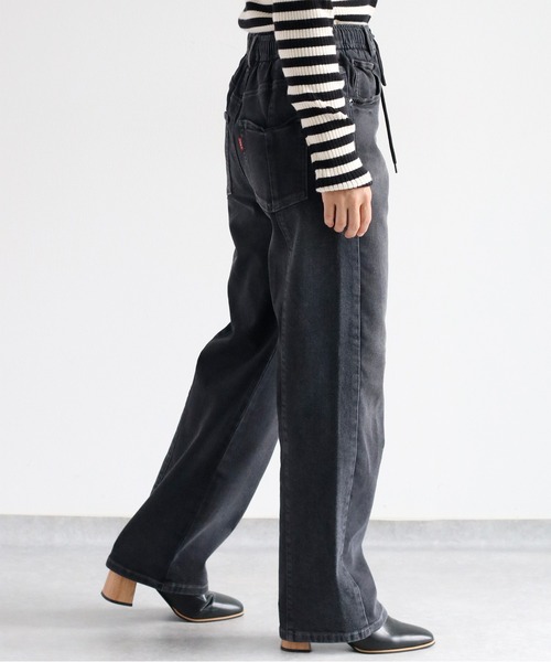 【セール】〈セットアップ可能〉リメイクデニムレギュラーストレートパンツ（デニムパンツ）｜cepo（セポ）