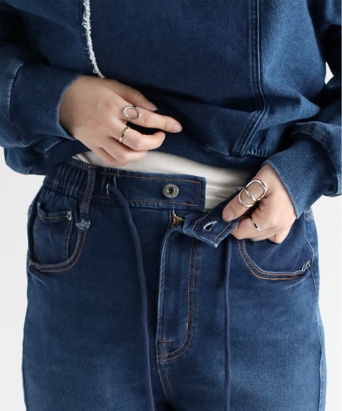 【セール】〈セットアップ可能〉リメイクデニムレギュラーストレートパンツ（デニムパンツ）｜cepo（セポ）