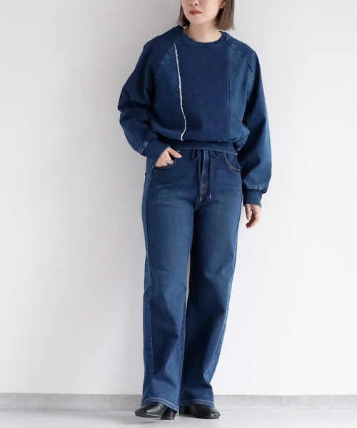 【セール】〈セットアップ可能〉リメイクデニムレギュラーストレートパンツ（デニムパンツ）｜cepo（セポ）