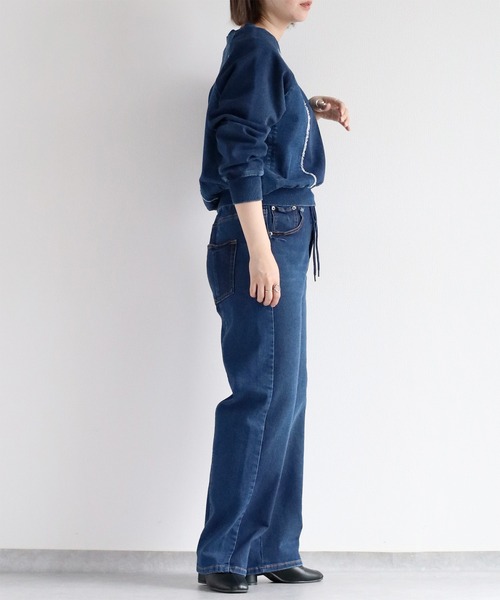 【セール】〈セットアップ可能〉リメイクデニムレギュラーストレートパンツ（デニムパンツ）｜cepo（セポ）