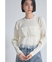 チュールフリルニットプルオーバー