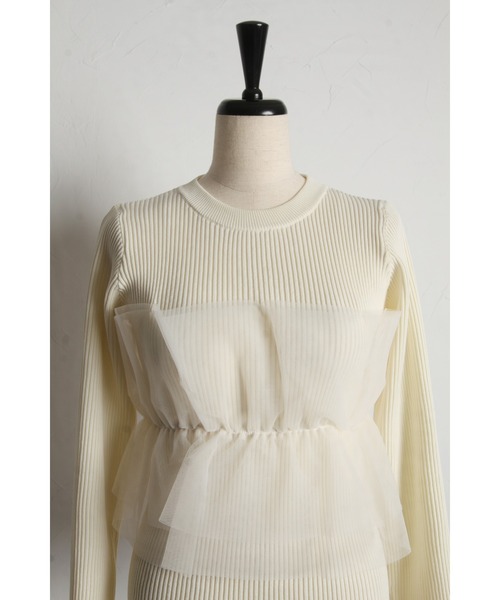 チュールフリルニットプルオーバー（ニット/セーター