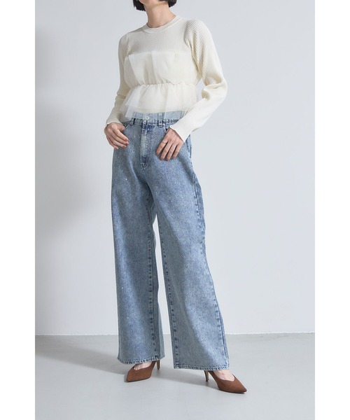 &. NOSTALGIA(アンドドットノスタルジア)の「チュールフリルニットプルオーバー(ニット/セーター・レディース・アイボリー/ブラック/グレー・M)」の8枚目の写真