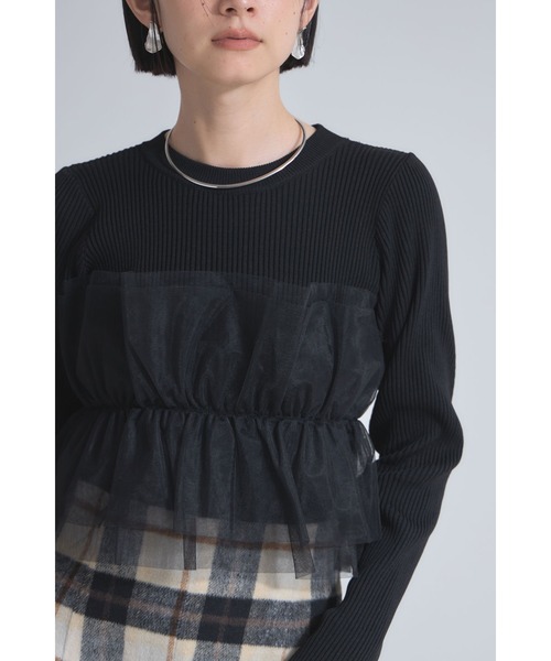 &. NOSTALGIA(アンドドットノスタルジア)の「チュールフリルニットプルオーバー(ニット/セーター・レディース・アイボリー/ブラック/グレー・M)」の10枚目の写真