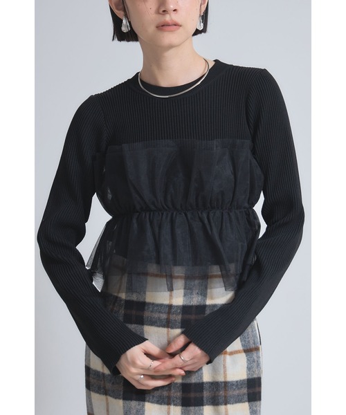 &. NOSTALGIA(アンドドットノスタルジア)の「チュールフリルニットプルオーバー(ニット/セーター・レディース・アイボリー/ブラック/グレー・M)」の12枚目の写真