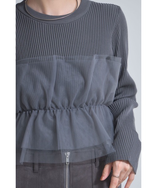 &. NOSTALGIA(アンドドットノスタルジア)の「チュールフリルニットプルオーバー(ニット/セーター・レディース・アイボリー/ブラック/グレー・M)」の14枚目の写真