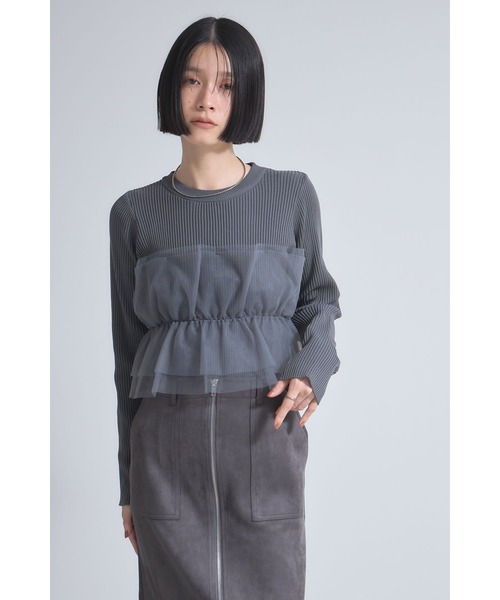 崖丸リュークページ ♡ ♡ ☑︎ チュールフリルニットプルオーバー 商品番号: 10