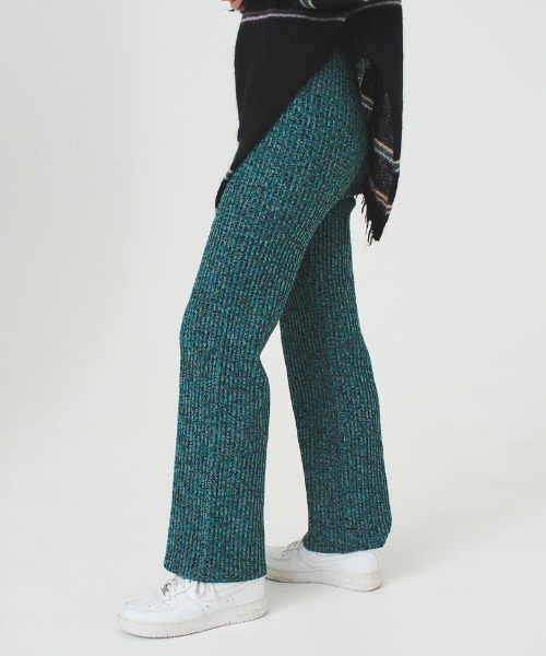 soduk(スドーク)の「【soduk】mixed color knit trousers(その他パンツ・レディース・グリーン/キャメル・ONE SIZE)」の2枚目の写真