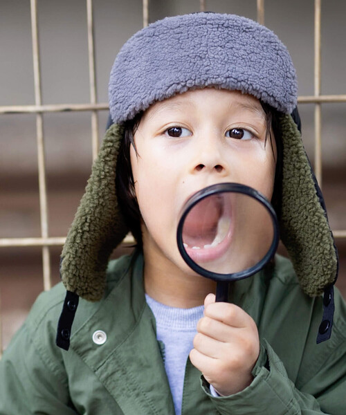 WASK（ワスク）の「配色ボアフライトキャップﾟ(54~56cm)（キャップ・キッズ・ブラック/グリーン・FREE）」の2枚目の写真