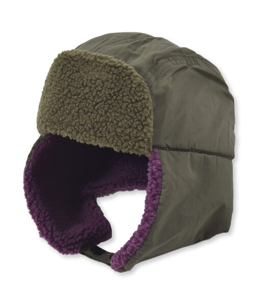 WASK（ワスク）の「配色ボアフライトキャップﾟ(54~56cm)（キャップ・キッズ・ブラック/グリーン・FREE）」の5枚目の写真