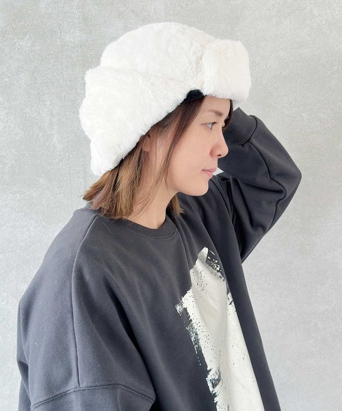 BAYBLO（ベイブロ）の「(KS)フェイクファーボンバーキャップ（キャップ・メンズ・ブラック/チャコールグレー/ブラウン/ホワイト/ライトグレー・FREE）」の21枚目の写真