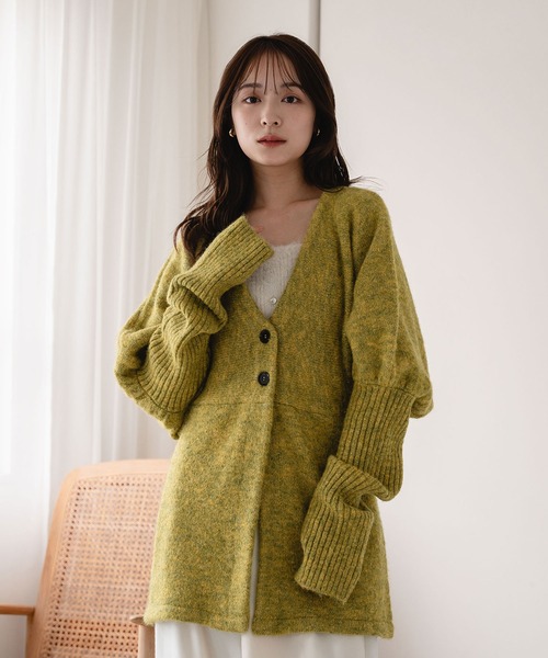mideal(マイディール)の「volume sleeves peplum cardigan / ボリュームスリーブペプラムカーディガン(カーディガン/ボレロ・レディース・ベージュ/グリーン/ピンク・FREE)」の8枚目の写真