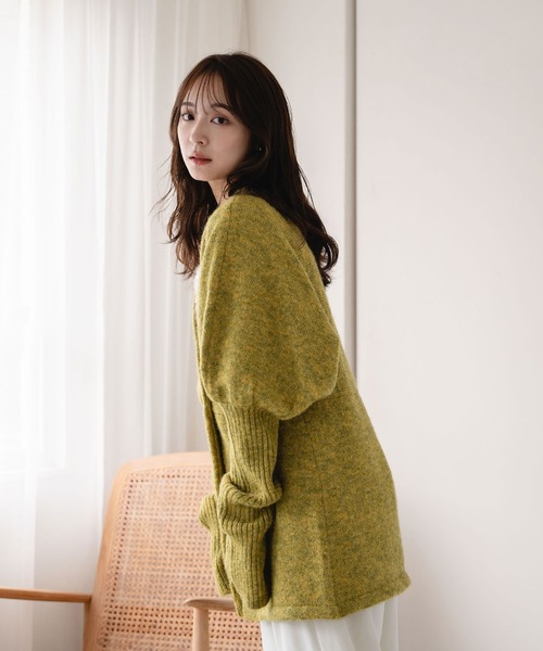 mideal(マイディール)の「volume sleeves peplum cardigan / ボリュームスリーブペプラムカーディガン(カーディガン/ボレロ・レディース・ベージュ/グリーン/ピンク・FREE)」の5枚目の写真