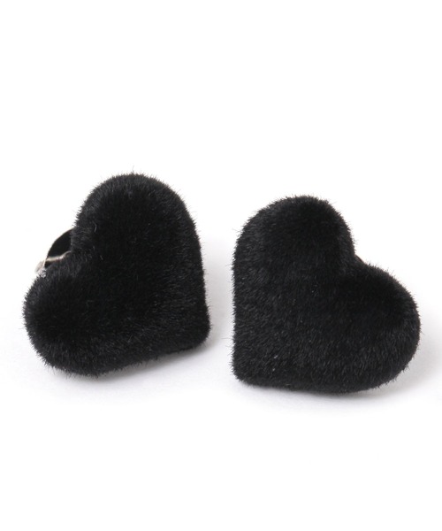 Heather（ヘザー）の「フロッキーハートピアス　232950（ピアス（両耳用）・レディース・ブラック・ONE SIZE）」の4枚目の写真