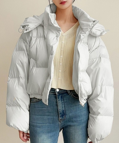 【セール】フード付き中綿ショートジャケット（ダウンジャケット/コート）｜Doula Doula（ドゥーラドゥーラ）