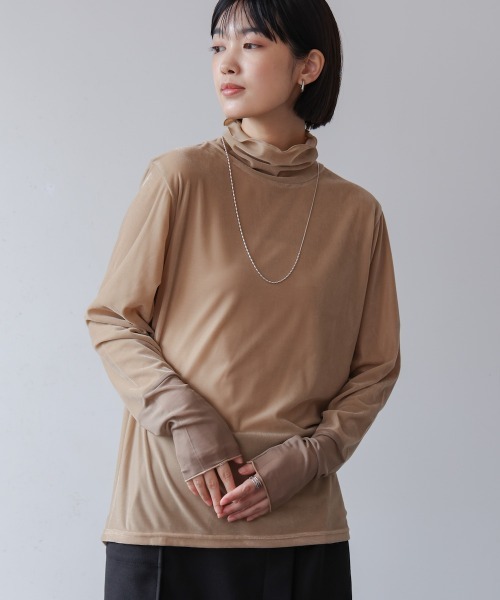 Bou Jeloud（ブージュルード）の「シアーベロアインナー（Tシャツ/カットソー・レディース・モカ/ベージュ/ブルー/ブラック・FREE）」の9枚目の写真