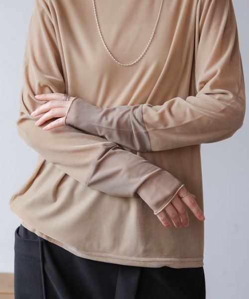 Bou Jeloud（ブージュルード）の「シアーベロアインナー（Tシャツ/カットソー・レディース・モカ/ベージュ/ブルー/ブラック・FREE）」の11枚目の写真