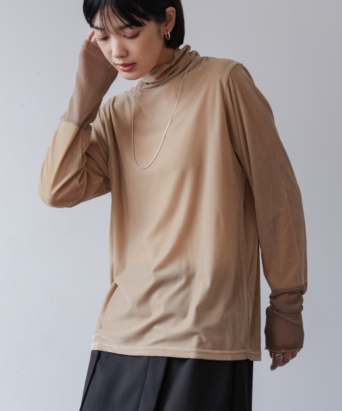 Bou Jeloud（ブージュルード）の「シアーベロアインナー（Tシャツ/カットソー・レディース・モカ/ベージュ/ブルー/ブラック・FREE）」の13枚目の写真