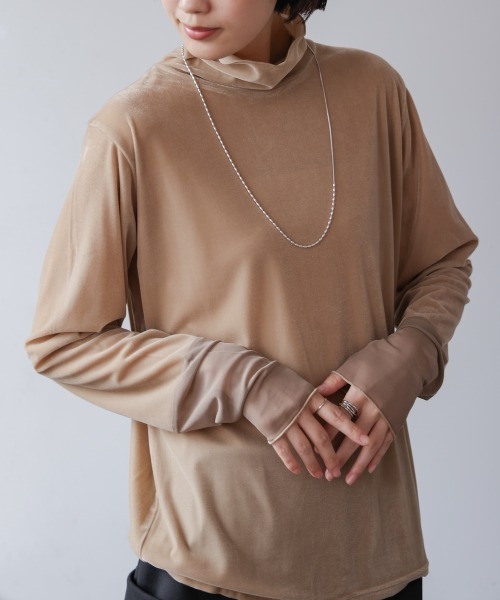 Bou Jeloud（ブージュルード）の「シアーベロアインナー（Tシャツ/カットソー・レディース・モカ/ベージュ/ブルー/ブラック・FREE）」の14枚目の写真