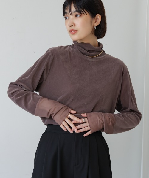 Bou Jeloud（ブージュルード）の「シアーベロアインナー（Tシャツ/カットソー・レディース・モカ/ベージュ/ブルー/ブラック・FREE）」の18枚目の写真