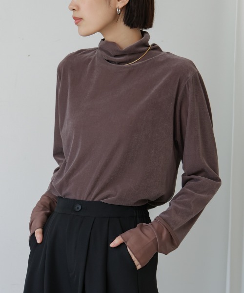 Bou Jeloud（ブージュルード）の「シアーベロアインナー（Tシャツ/カットソー・レディース・モカ/ベージュ/ブルー/ブラック・FREE）」の19枚目の写真