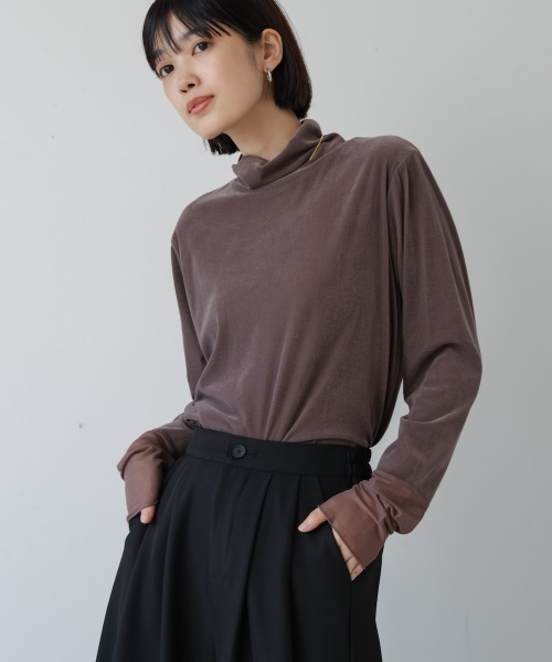 Bou Jeloud（ブージュルード）の「シアーベロアインナー（Tシャツ/カットソー・レディース・モカ/ベージュ/ブルー/ブラック・FREE）」の21枚目の写真