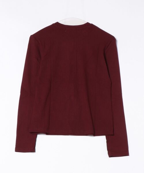 aimoha(アイモハ)の「ヘンリーネックリブトップス(Tシャツ/カットソー・レディース・ネイビー/ベージュ/ワインレッド/ホワイト/ブラック/グレー・FREE)」の7枚目の写真