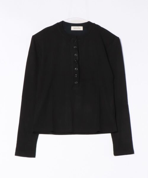 aimoha(アイモハ)の「ヘンリーネックリブトップス(Tシャツ/カットソー・レディース・ネイビー/ベージュ/ワインレッド/ホワイト/ブラック/グレー・FREE)」の13枚目の写真