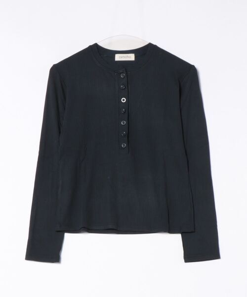 aimoha(アイモハ)の「ヘンリーネックリブトップス(Tシャツ/カットソー・レディース・ネイビー/ベージュ/ワインレッド/ホワイト/ブラック/グレー・FREE)」の15枚目の写真