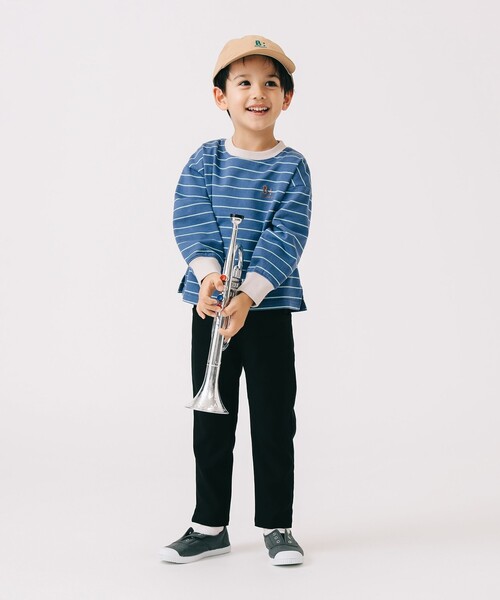 B:MING by BEAMS(ビーミングバイビームス)の「ミニ裏毛 ボーダー ロングスリーブ Tシャツ 2025SS(100~140cm)(Tシャツ/カットソー・キッズ・ホワイト系その他5/ブルー・140/130/100/120/110)」の3枚目の写真